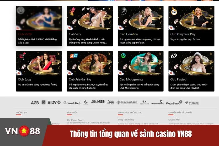 Thông tin tổng quan về sảnh casino VN88